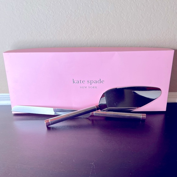 Retired Kate Spade X Lenox 2pc. Cake Serving Set, Stainless Steel w Silver - Picture 1 of 6